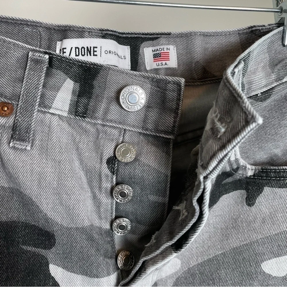 Re/Done Camo High Rise Ankle Crop Stretch Jeans
